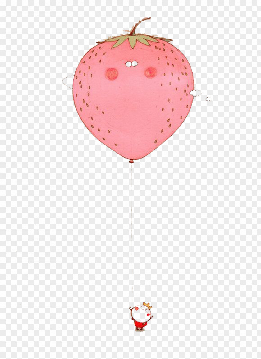 Strawberry Hot Air Balloon Picture Material PNG