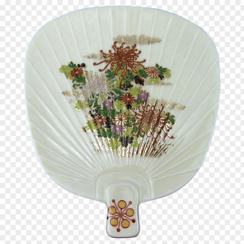 Handpainted Plates Cut Flowers Hand Fan PNG