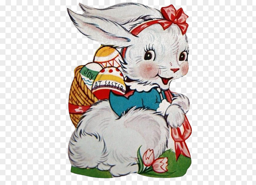 Retro Rabbit Easter Bunny Leporids Basket Clip Art PNG