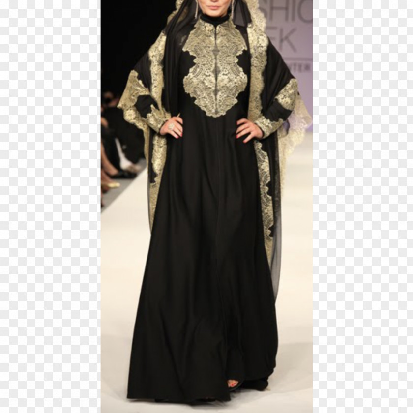 Gold Lace Abaya Fashion Design Clothing Hijab PNG