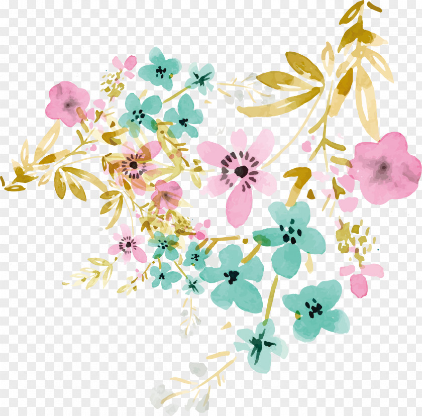 Pink Green Painting Flowers PNG