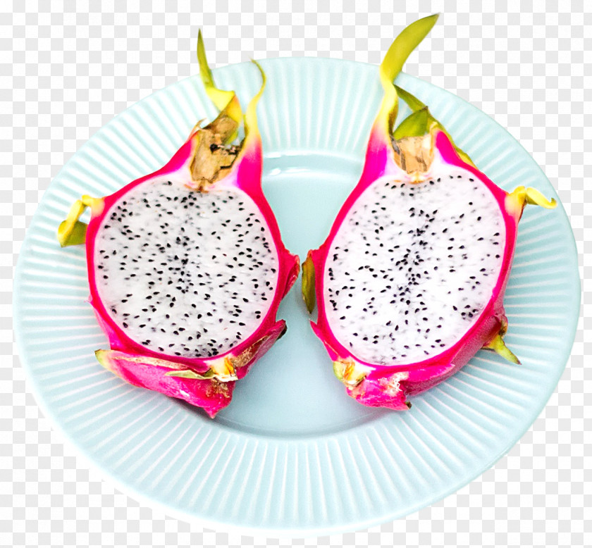 Dragon Fruit On Plate Pitaya Ink PNG