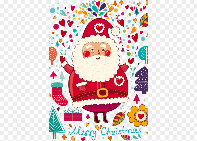 Santa Claus Christmas Card Ornament Tree Illustration PNG