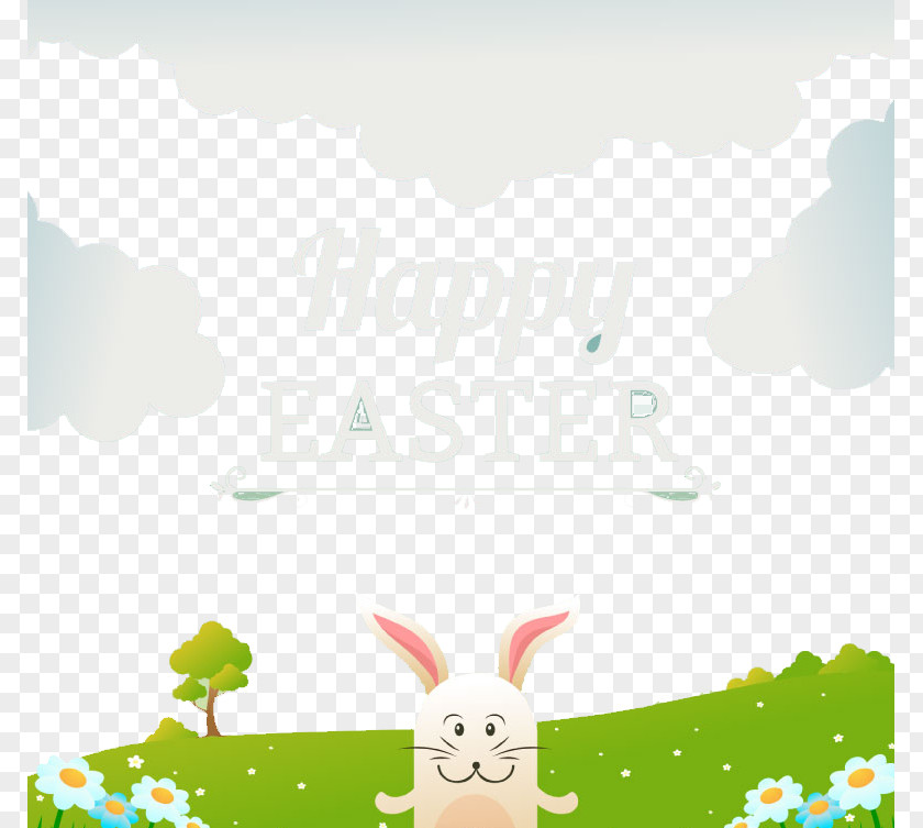 Cartoon Rabbit On The Field Easter Bunny PNG