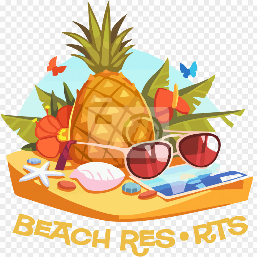 Vector Glasses With Pineapple Poster Illustration PNG