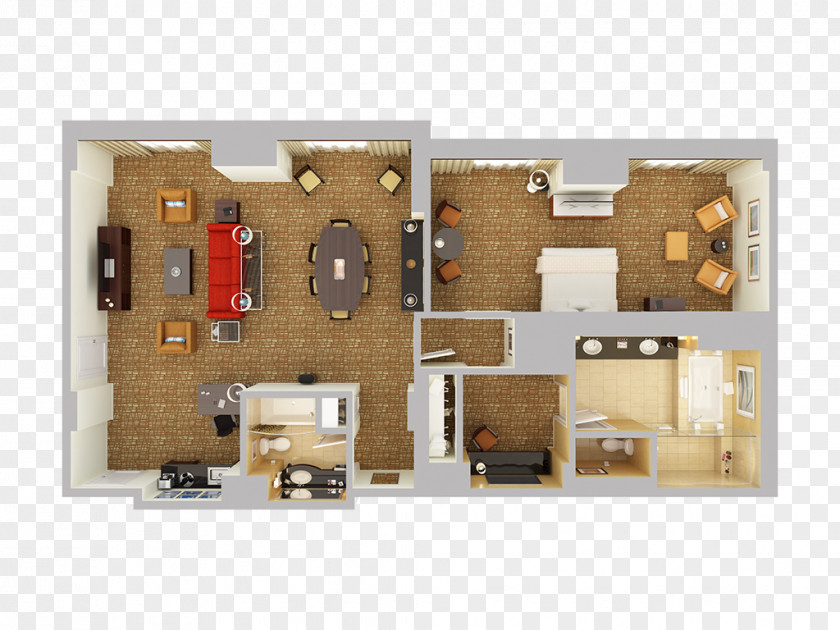 Bed Top View 3D Floor Plan House Bedroom Suite PNG