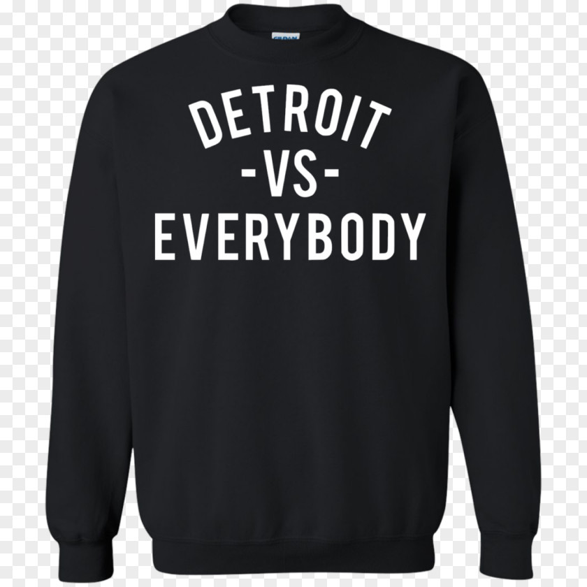 Black Hoodie T-shirt Detroit Vs. Everybody Neckline PNG