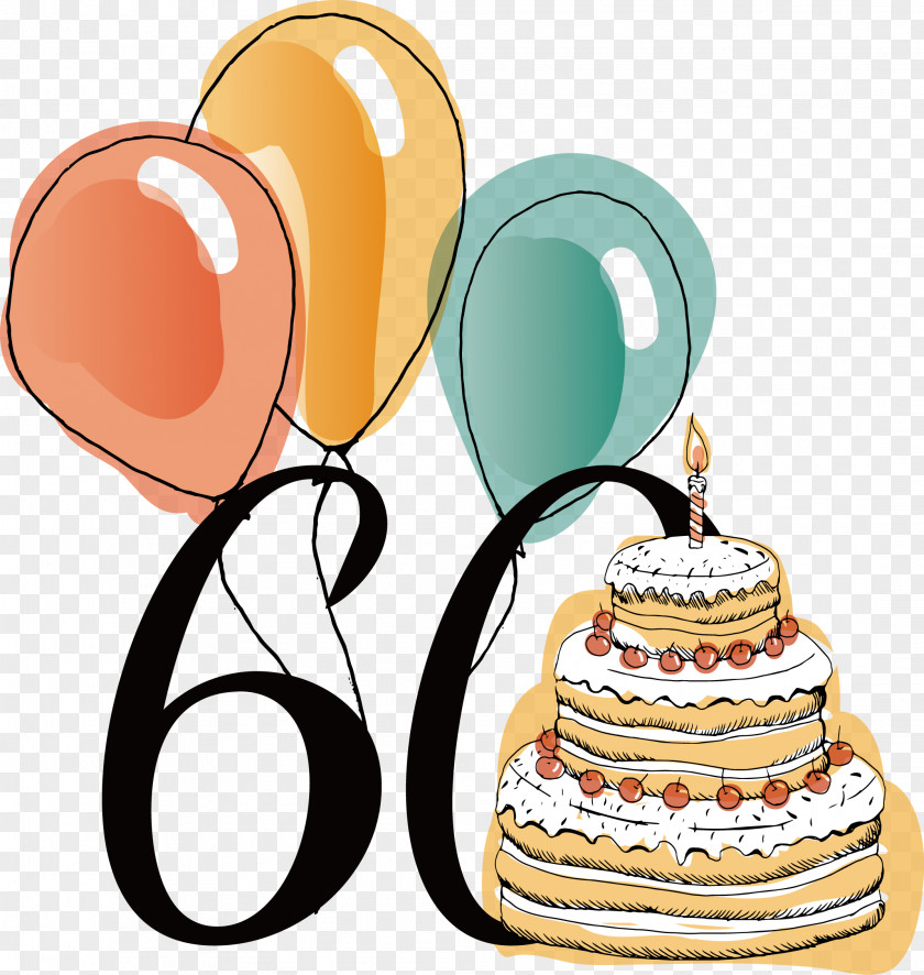 60th Anniversary Birthday Vector PNG