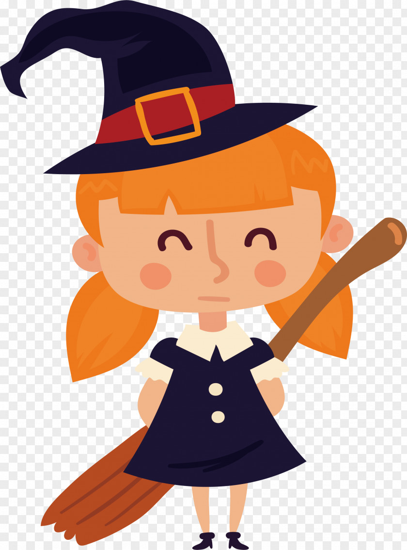 Lovely Broomstick Witch Witchcraft Euclidean Vector PNG