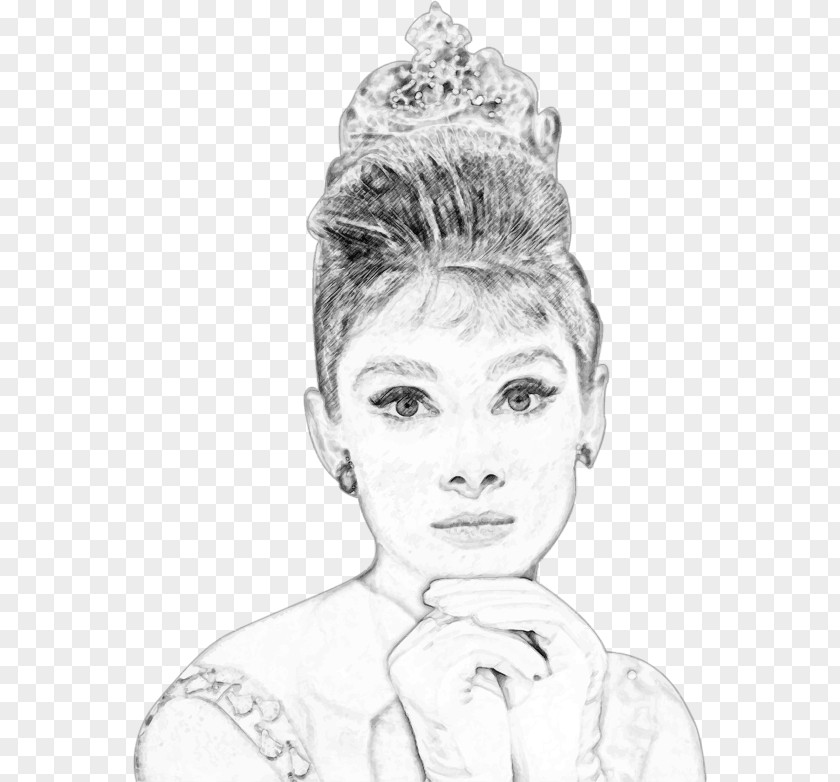 Realistic Sketch Audrey Hepburn Portrait PNG