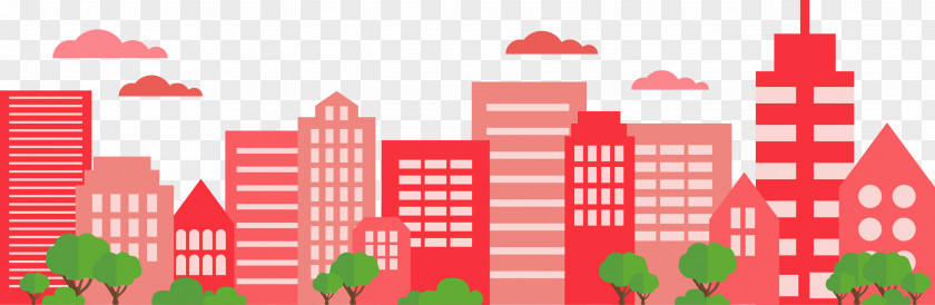 Red City Vector Building Drawing Clip Art PNG