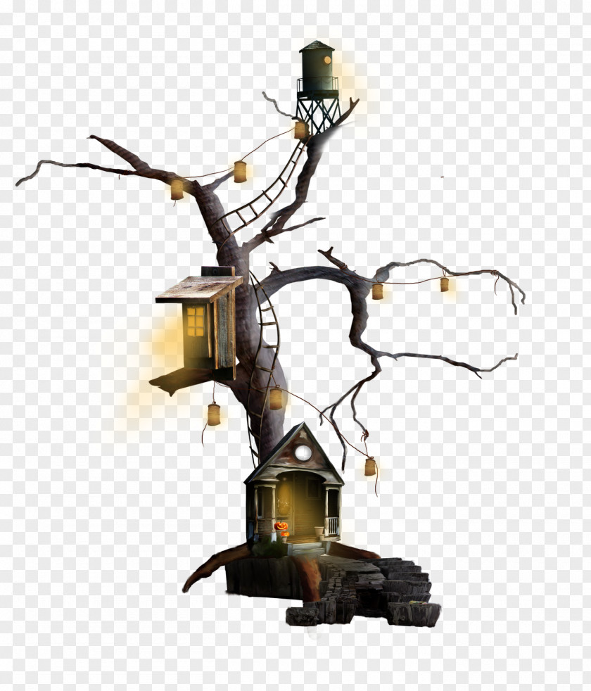 Rat Tree House Halloween Clip Art PNG