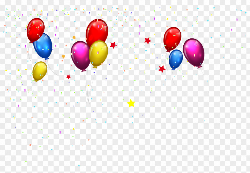 Cartoon Hand Colored Balloons Colorful Confetti Birthday Cake Happy To You Clip Art PNG