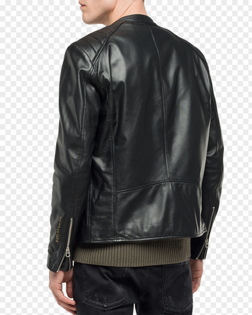 Black Jacket Leather Zipper Coat PNG