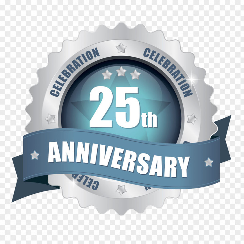 25th Anniversary Silver Badge Birthday Wedding Paper PNG