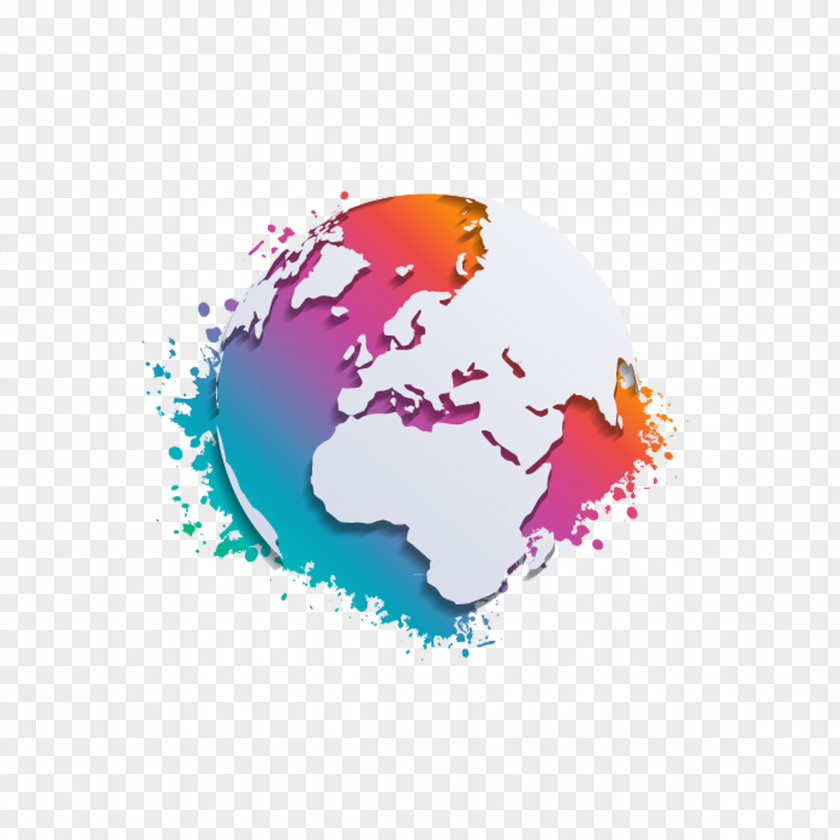 Color Ink Earth Globe World Map Clip Art PNG