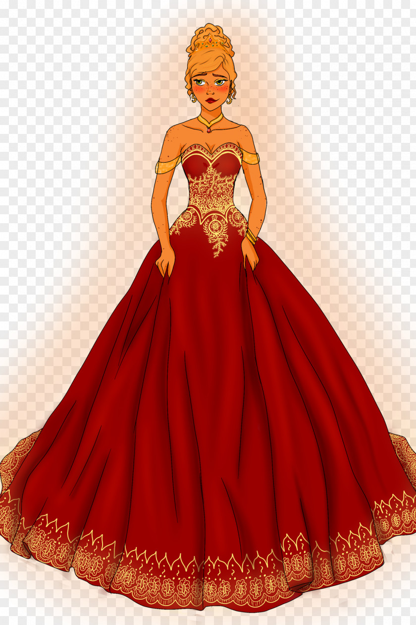 Dress Gown Costume Design Peach PNG