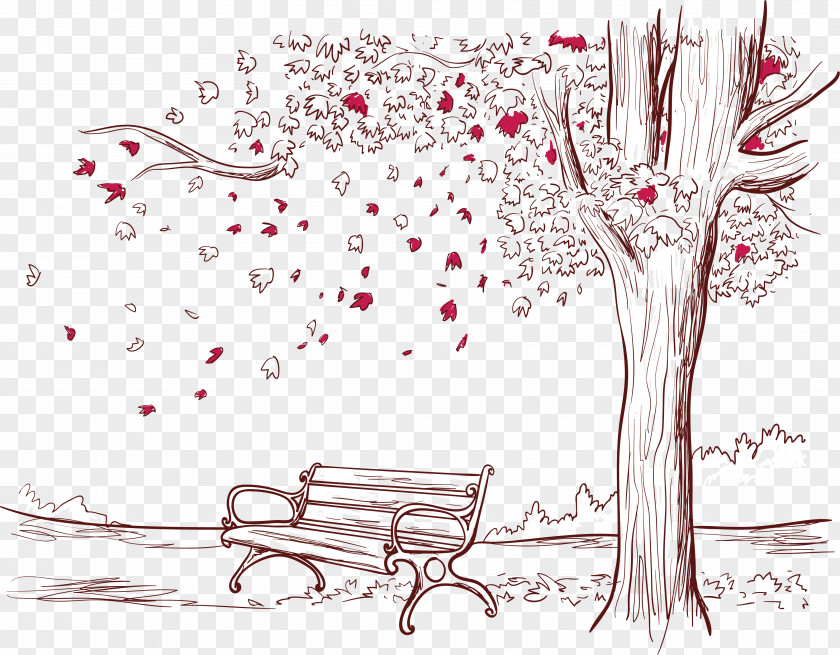 Romantic Autumn Park Graphic Design PNG