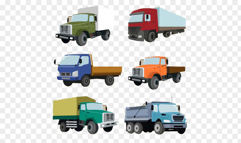 Cartoon Hand Colored Truck Car Van Commercial Vehicle PNG