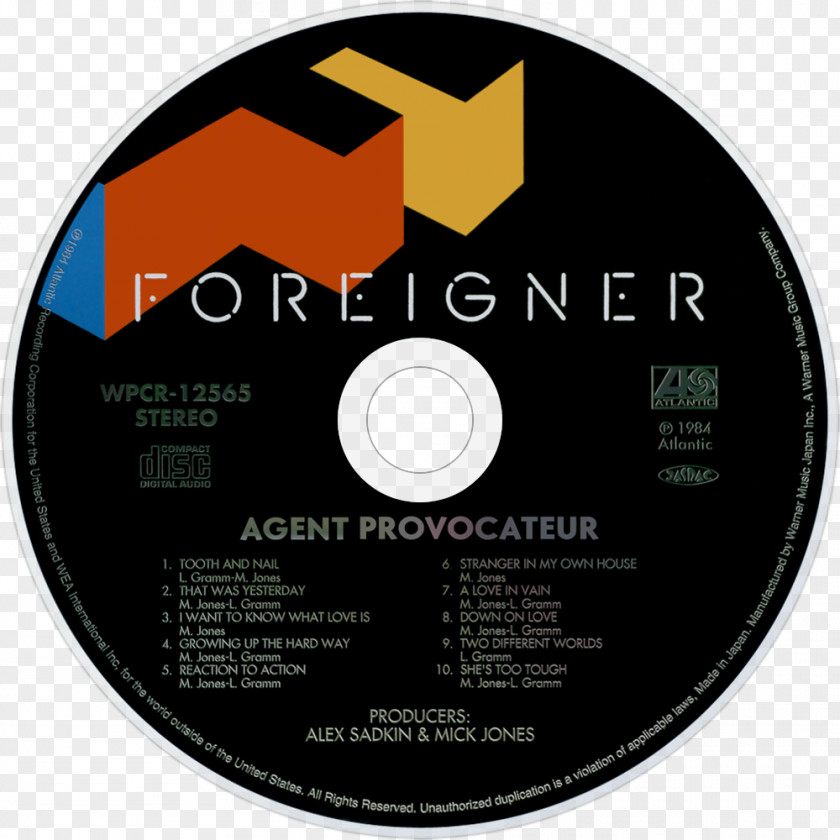 Foreigner Compact Disc Agent Provocateur Album Phonograph Record LP PNG