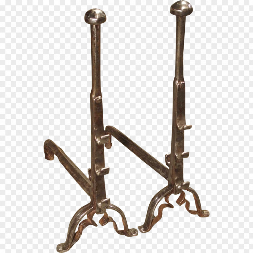 Antique 17th Century Andiron Fireplace Wrought Iron PNG