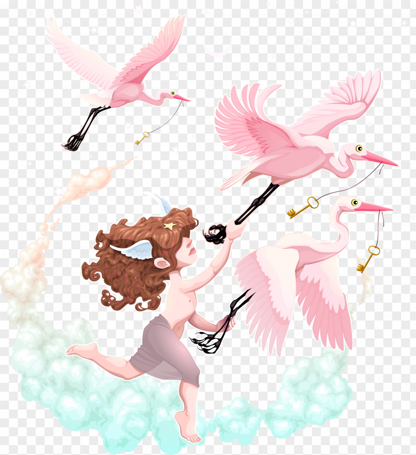 Vector Hand-painted Bird To Catch The Child Cygnini Flight PNG