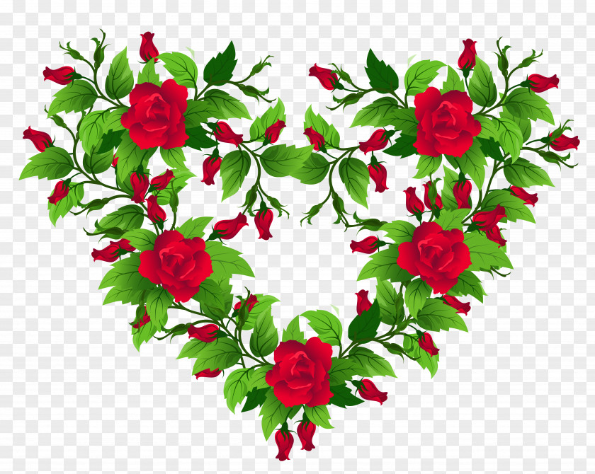 Red Roses Heart Decor Clipart Picture Flower Clip Art PNG