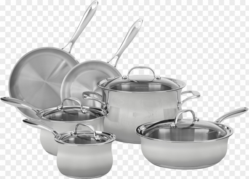 Frying Pan KitchenAid 10pc Stainless Steel Cookware Set KCSS10ER Tapas PNG