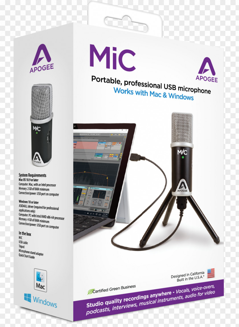Microphone Apogee MIC PLUS USB MiC 96k Electronics One PNG