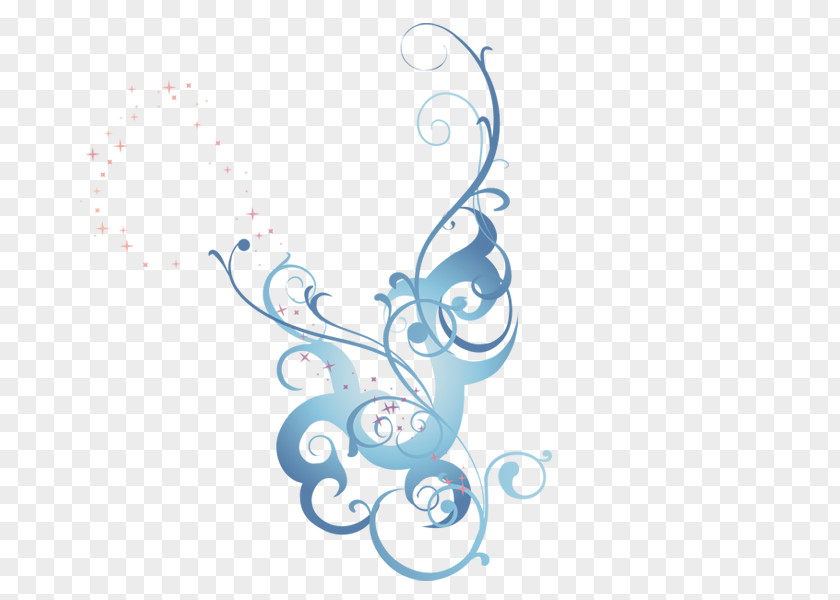 Blue Floral Pattern Design Graphic Clip Art PNG