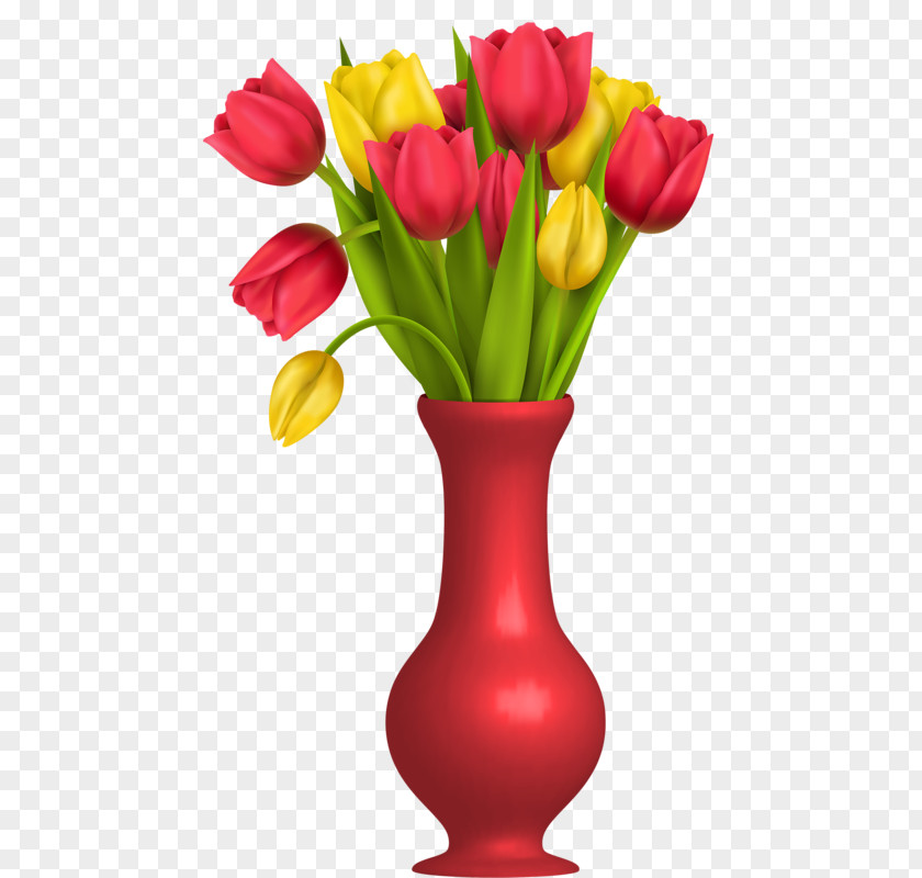 Tulip Flowers In A Vase Euclidean Vector PNG