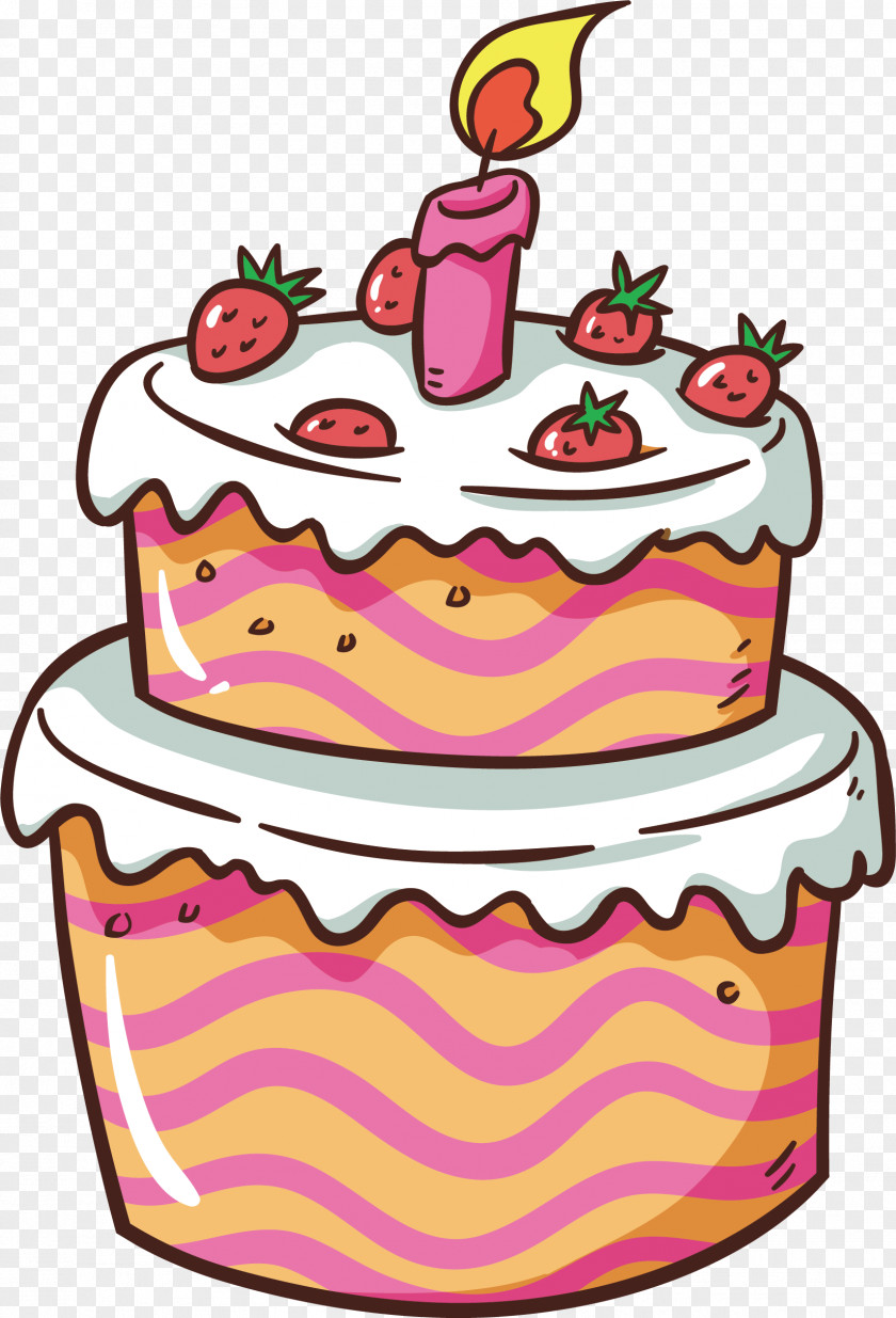 Cute Strawberry Cream Cake Birthday PNG