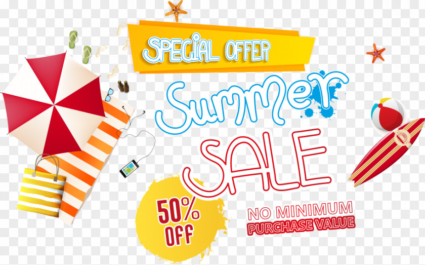 Vector Beach Sale Poster Illustration PNG