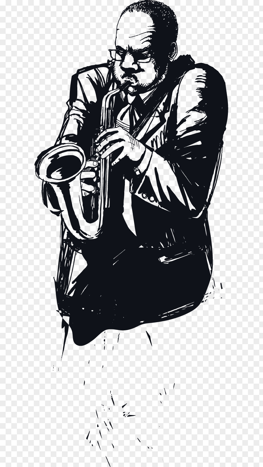 Trumpet Man Saxophone Jazz Illustration PNG