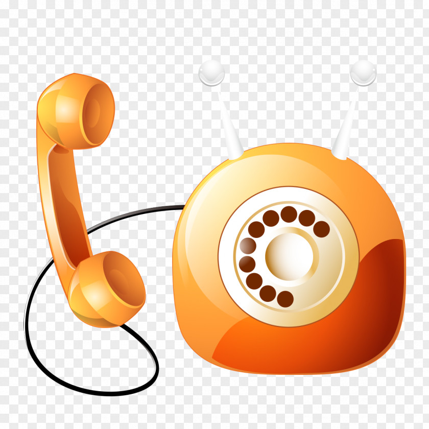Yellow Cartoon Phone Telephone Headphones Icon PNG
