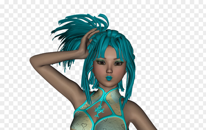 Hair Coloring Long Legendary Creature Turquoise PNG