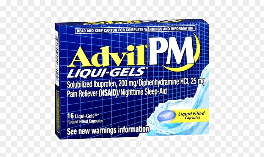 Advil Ibuprofen Gel Insomnia Diphenhydramine Ache PNG