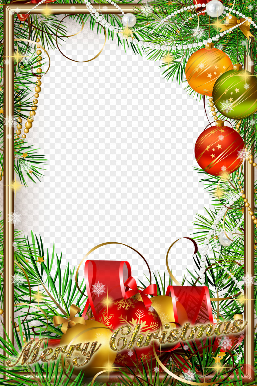 Green Christmas Tree Frame Material Ornament New Year Picture PNG