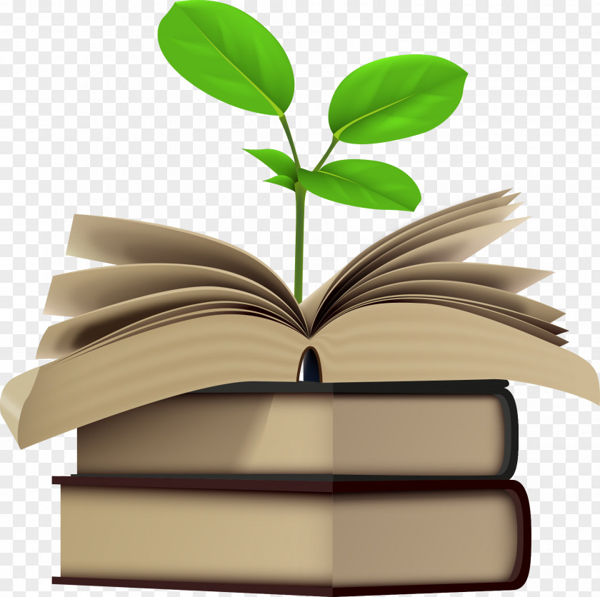 Vector Green Leaves In Books Euclidean PNG
