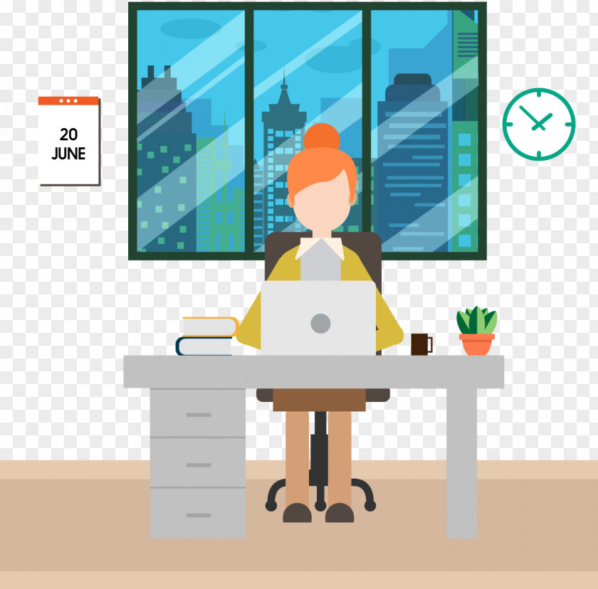 Business Ms. Serious Work Vector Material Desk Workplace Businessperson PNG