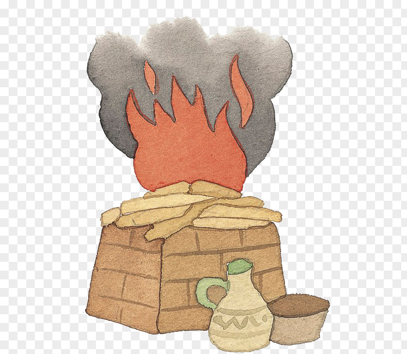 Hand Painted Firewood Flame PNG
