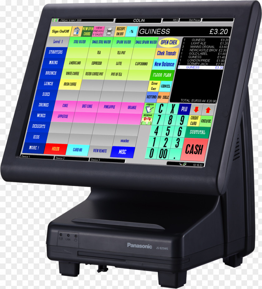 Display Device Point Of Sale Cash Register Touchscreen Computer Software PNG