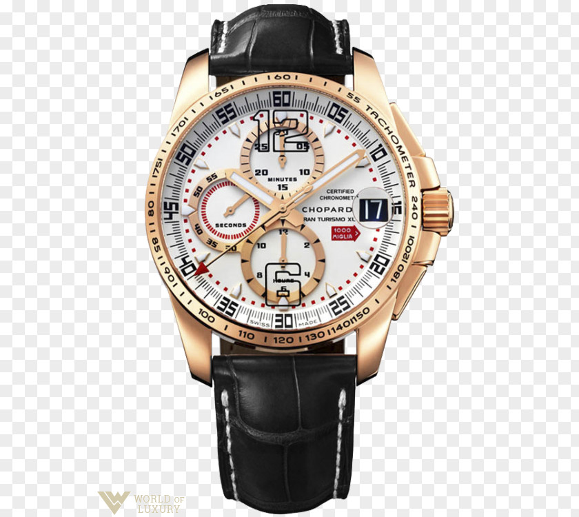Gold Breitling Flying B Mille Miglia Counterfeit Watch Chopard Replica PNG