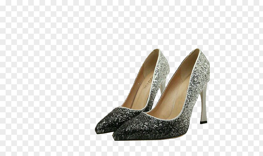 Silver Sequined High Heels Court Shoe High-heeled Footwear Dress PNG