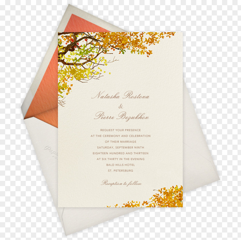 Autumn Invitation Card Multicolor Wedding Marriage Convite Paper PNG