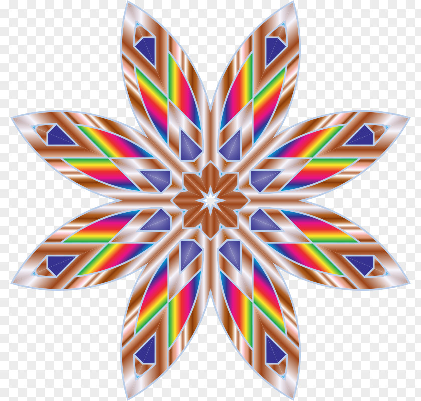 Colorful Geometric Flower Star Clip Art PNG