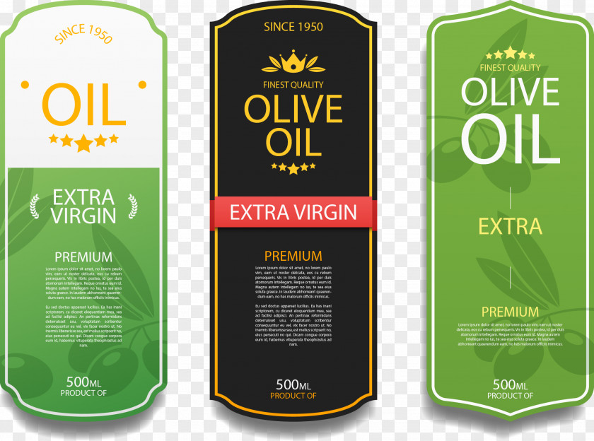 Vector Hand Painted Olive Oil Bottle Stickers PNG