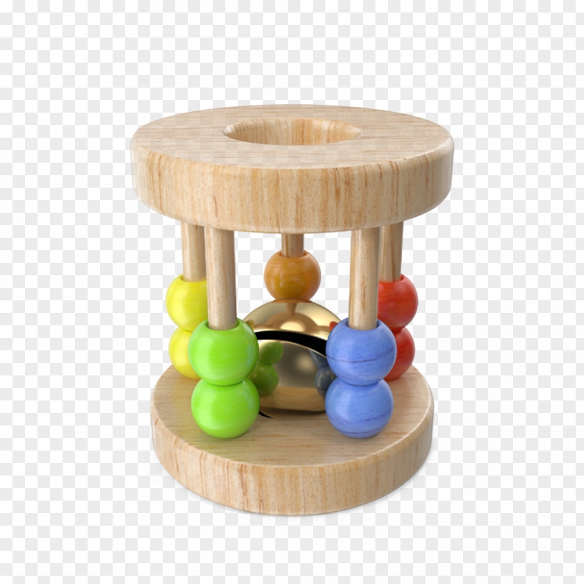 Wooden Baby Rattle Infant Toy PNG