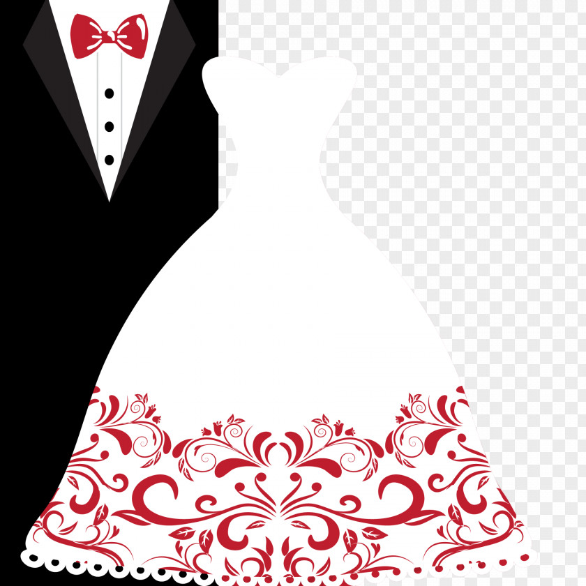 Vector Bride And Groom Wedding Dress Suits Invitation Bridegroom Clip Art PNG
