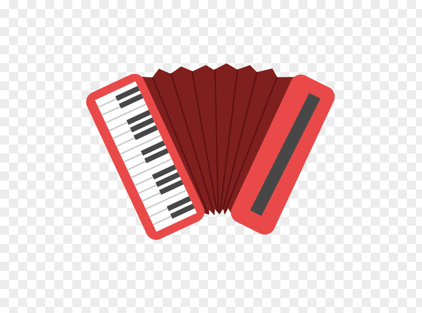 Cartoon Red Accordion Musical Keyboard Instrument PNG